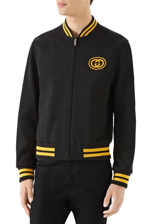 gucci baseball jacket black|Gucci jacket prices.